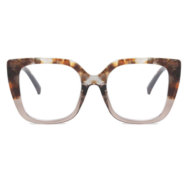 Spykay™ EG26771 Leopard Pattern Square Frame Oversized Glasses