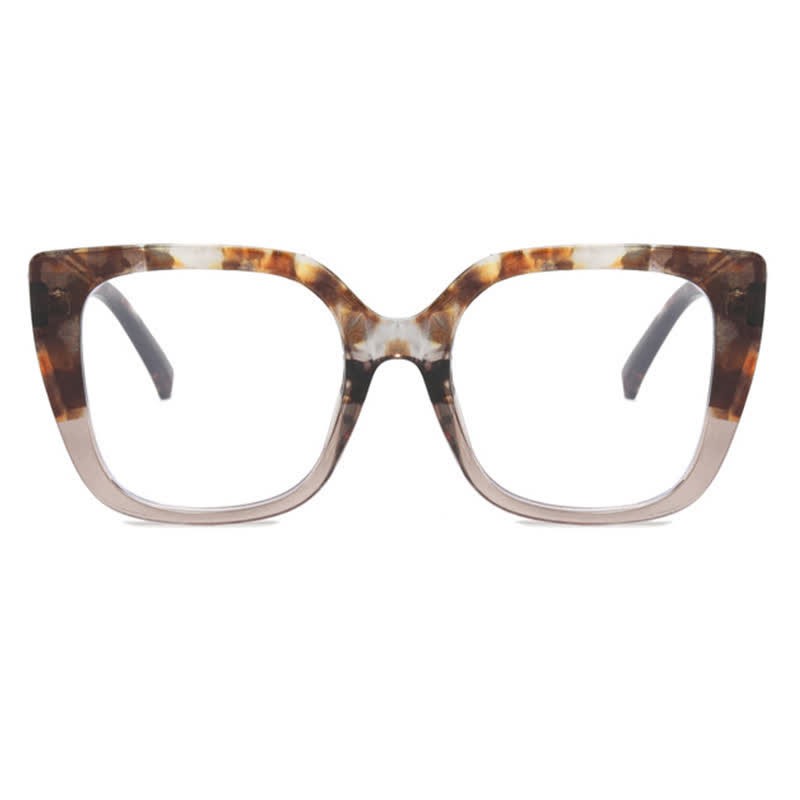 Spykay™ EG26771 Leopard Pattern Square Frame Oversized Glasses