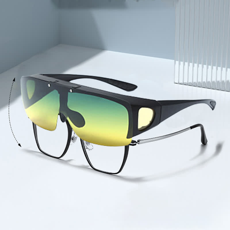 Spykay™ SG60962 Fit Over Glasses Clip-On Lenses Polarized Sunglasses for Driving&Cycling - Green/Yellow - image 14
