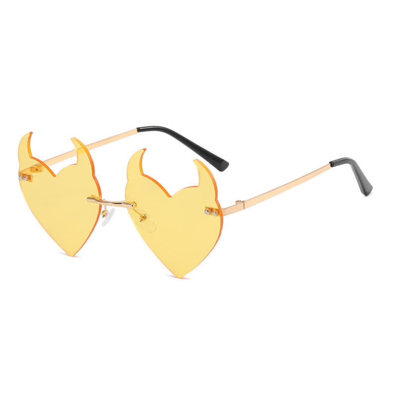 Spykay™ SG60991 Halloween Rimless Devil Horns Heart Sunglasses for Women Men - Yellow - image 20