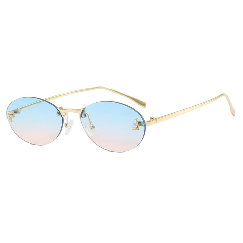 Spykay™ SG60701 'F' Design Oval Frames Rimless Sunglasses