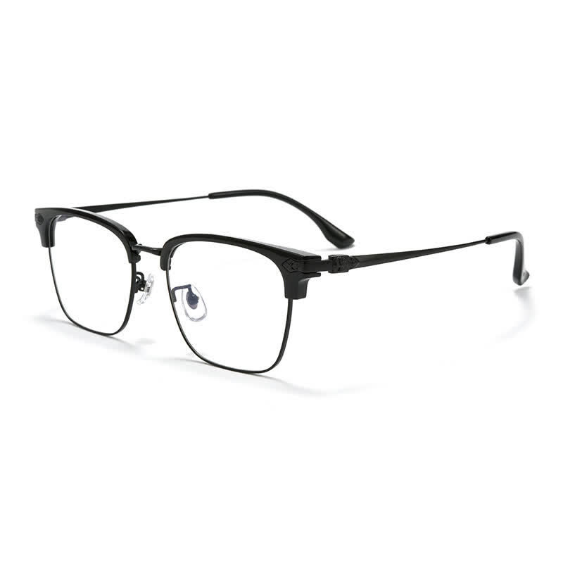 Spykay™ EG26934 Square Titanium Frame Anti-blue Light Browline Chrome Heart Glasses - Black/Black - image 4