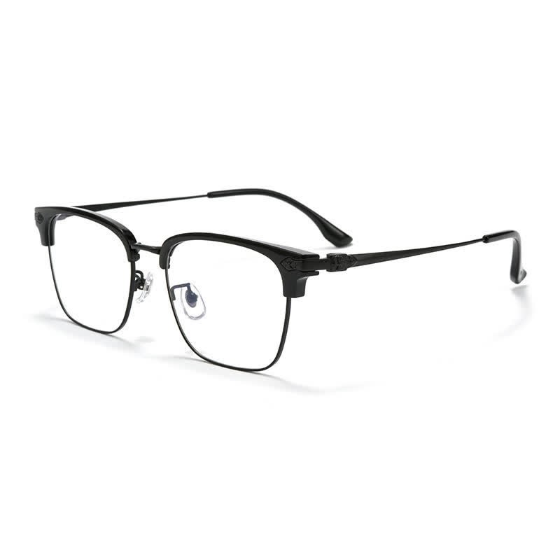 Spykay™ EG26934 Square Titanium Frame Anti-blue Light Browline Chrome Heart Glasses - Black/Black - image 4