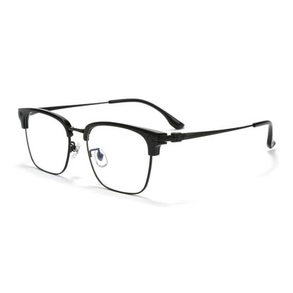 Spykay™ EG26934 Square Titanium Frame Anti-blue Light Browline Chrome Heart Glasses - Black/Black - image 4