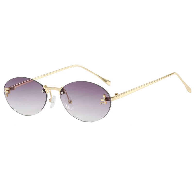 Spykay™ SG60701 'F' Design Oval Frames Rimless Sunglasses