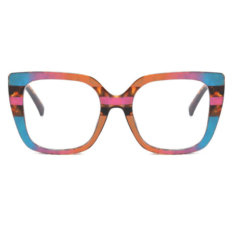 Spykay™ EG26771 Leopard Pattern Square Frame Oversized Glasses
