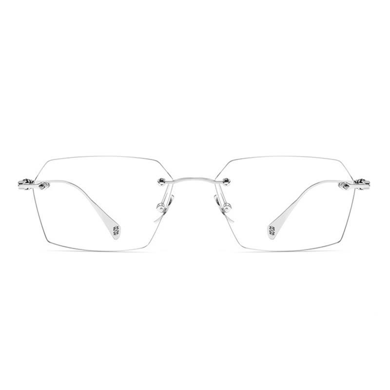 Spykay™ EG26901 Titanium Geometric Frame Anti-blue Light Hipster Rimless Glasses - image 7