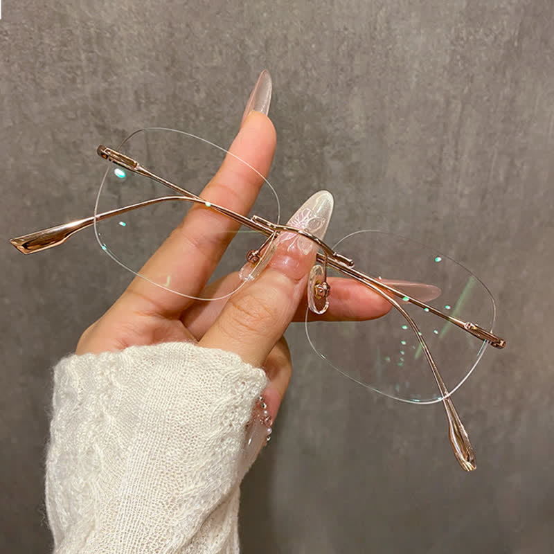 Spykay™ EG26894 Classic Square Titanium Frame Anti-blue Light Hipster Rimless Glasses - Rose Golden - image 5