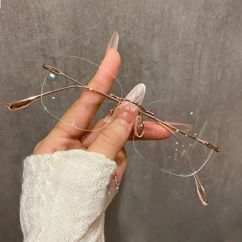 Spykay™ EG26894 Classic Square Titanium Frame Anti-blue Light Hipster Rimless Glasses - Rose Golden - image 5