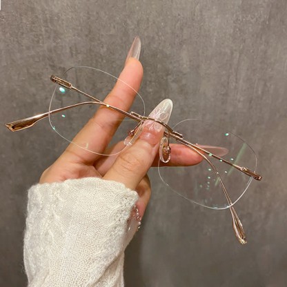 Spykay™ EG26894 Classic Square Titanium Frame Anti-blue Light Hipster Rimless Glasses - Rose Golden - image 5