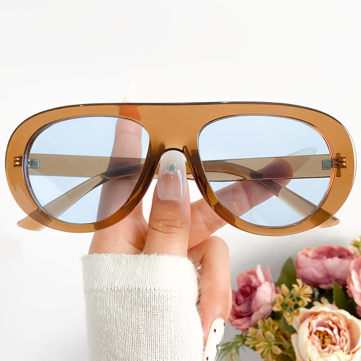 Spykay™ SG60879 Unsiex Vintage Small Aviator Sunglasses - Brown/Blue - image 37