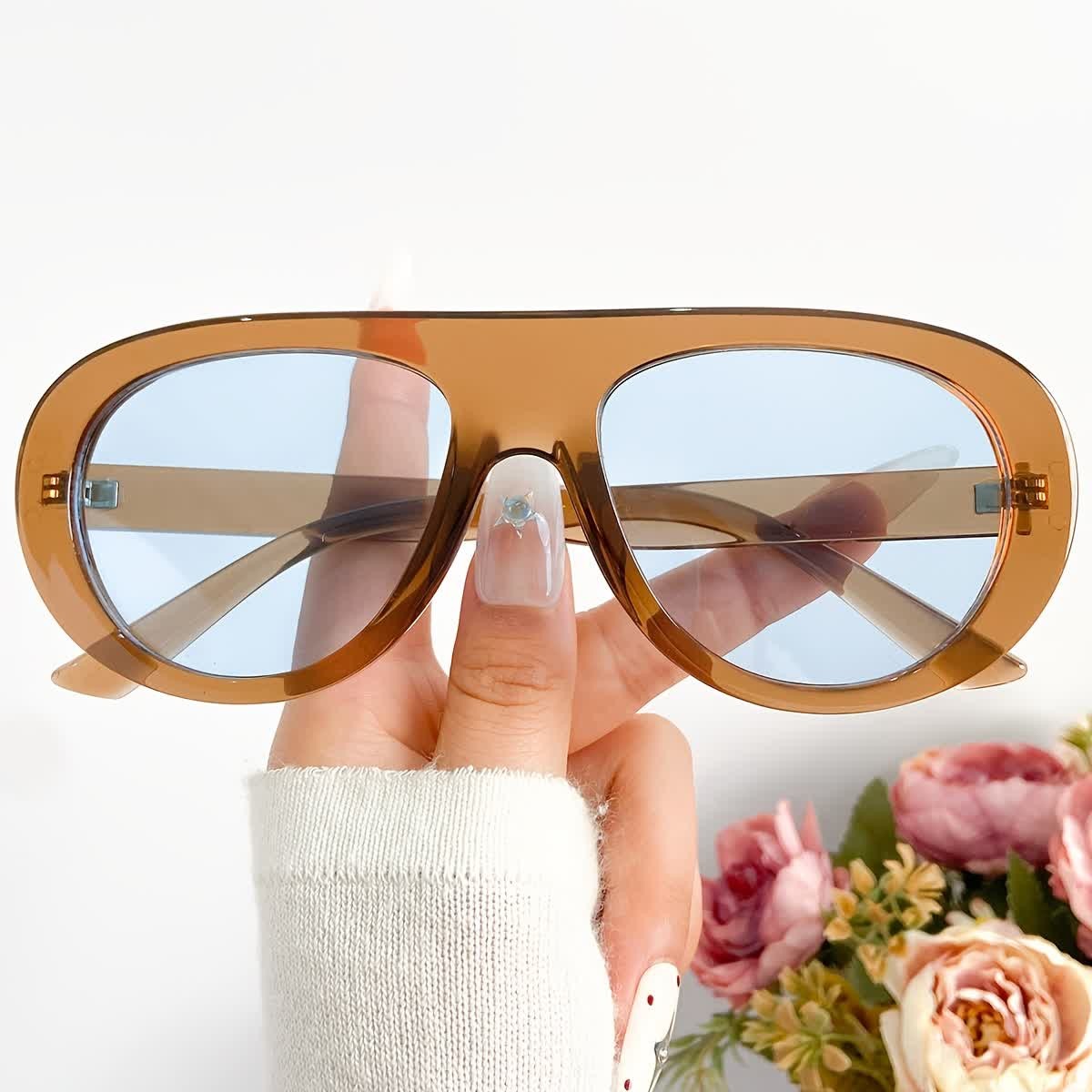 Spykay™ SG60879 Unsiex Vintage Small Aviator Sunglasses - Brown/Blue - image 37