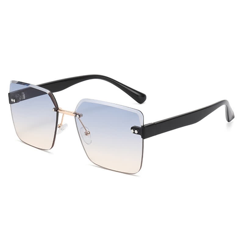 Spykay™ SG61018 Oversized Square Frame Hipster Rimless Sunglasses - Blue/Yellow - image 12