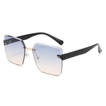 Spykay™ SG61018 Oversized Square Frame Hipster Rimless Sunglasses - Blue/Yellow - image 12