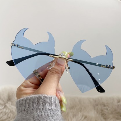 Spykay™ SG60991 Halloween Rimless Devil Horns Heart Sunglasses for Women Men - image 13