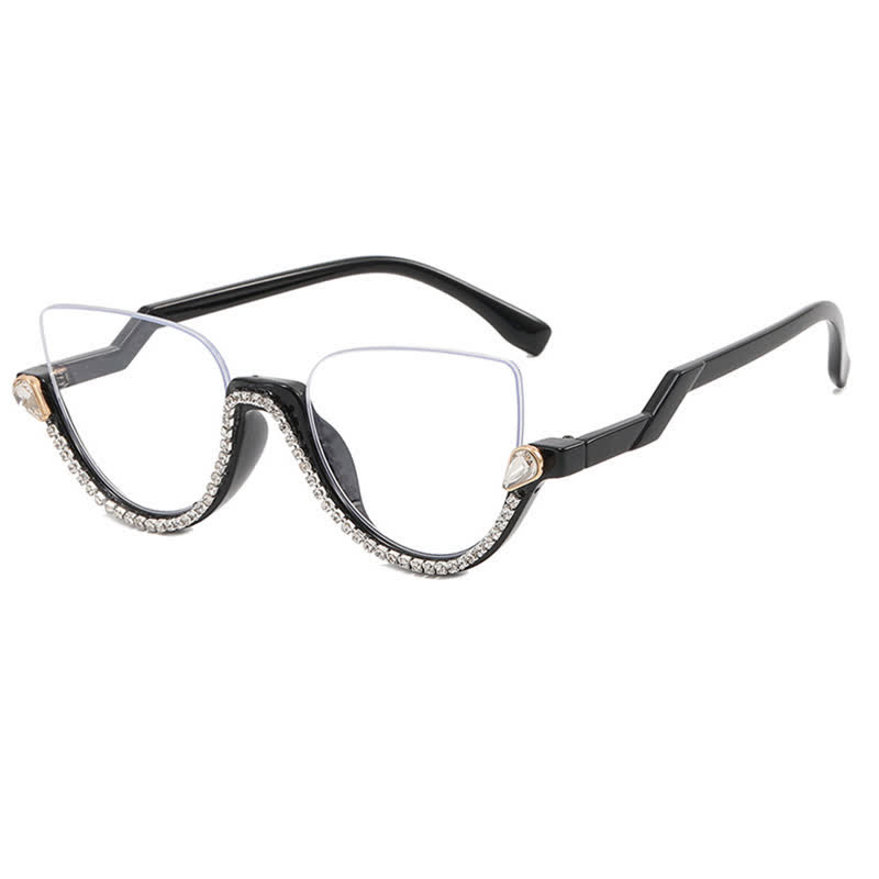 Spykay™ EG26687 Cat-Eye Frame Rhinestone Decor Semi-Rimless Glasses - image 14