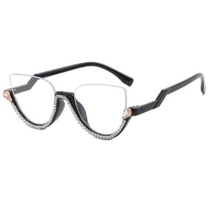 Spykay™ EG26687 Cat-Eye Frame Rhinestone Decor Semi-Rimless Glasses - image 14