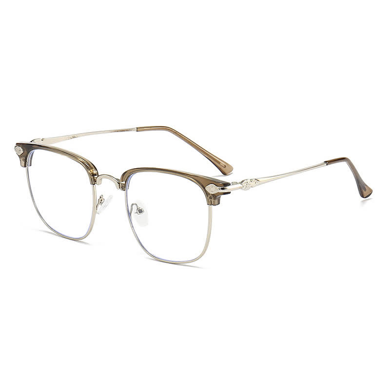 Spykay™ EG26834 Semi-Rimless Unisex Retro Square Frame Anti-blue Light Browline Glasses - Brown - image 13