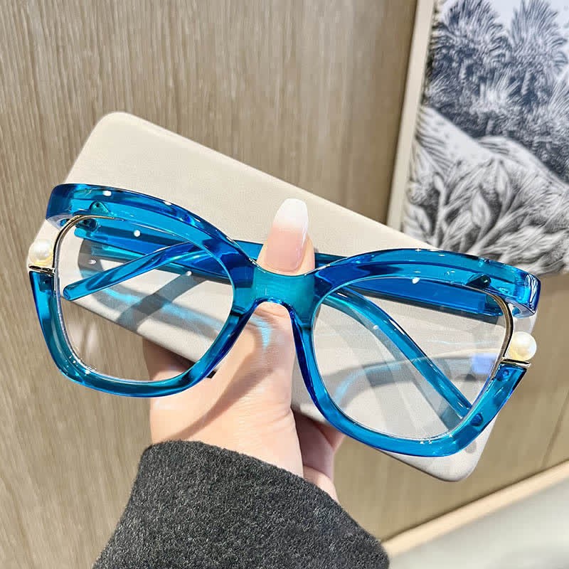 Spykay™ EG26758 Anti-blue Light Pearl Decor Irregular Oversized Eyeglasses - image 27