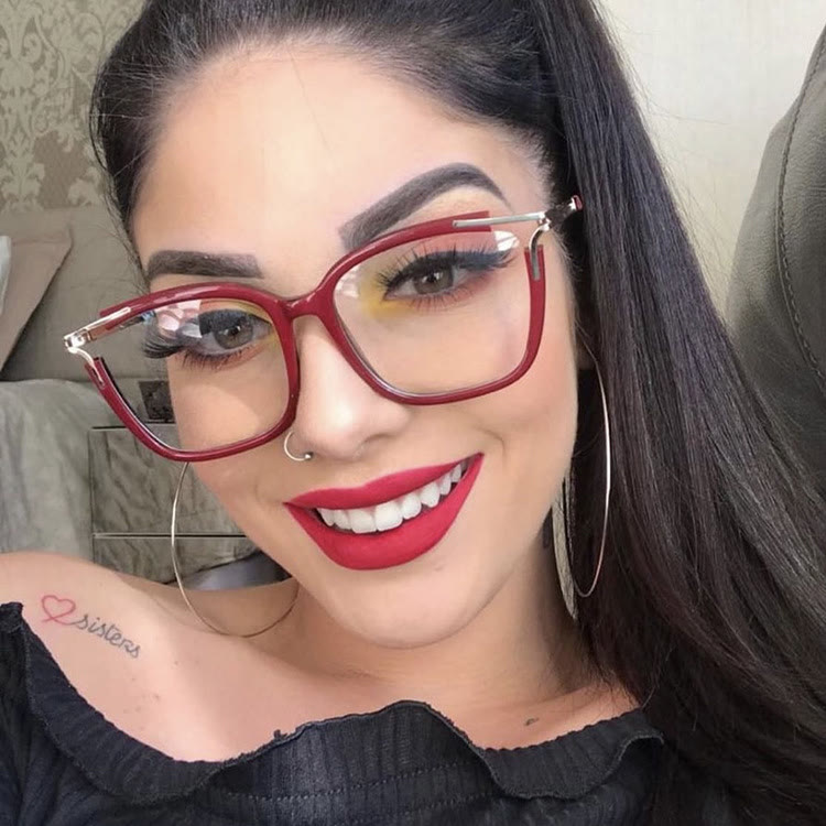 Spykay™ EG1018 Square Cat-eye Hollow Glasses Frame New TR90 Anti-blue Light Flat Glasses