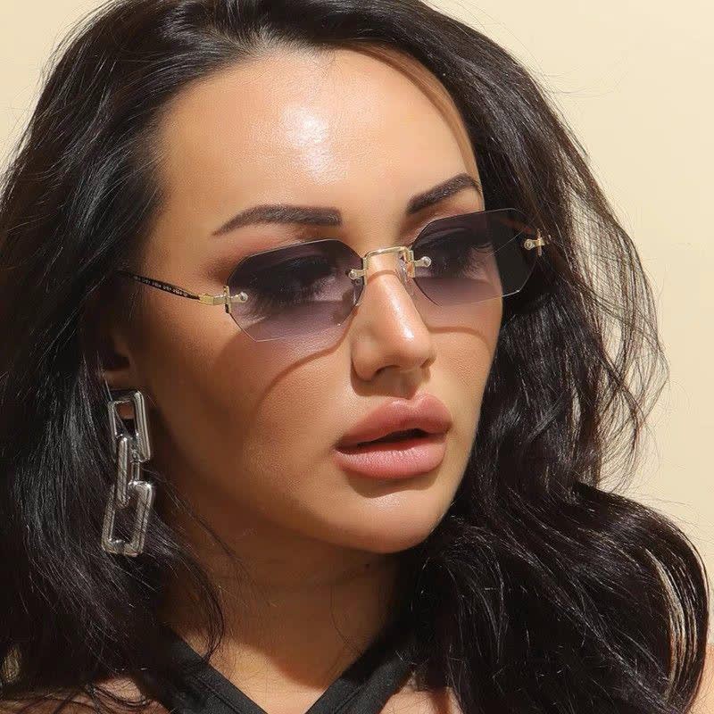 Spykay™ SG60884 Geometric Rimless Metal Temples Sunglasses