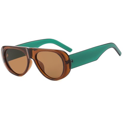 Spykay™ SG60671 Oval Frame Wide Temples Vintage Aviator Sunglasses - Brown/Green - image 16