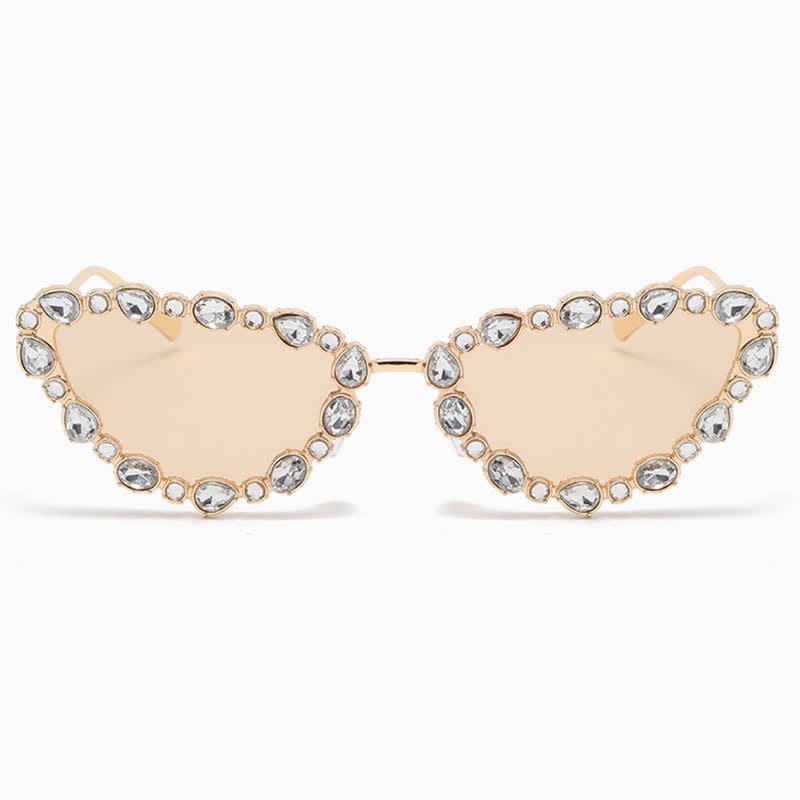 Spykay™ SG60894 Vintage-Retro Rhinestone Decor Cat-Eye Oversized Sunglasses