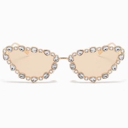 Spykay™ SG60894 Vintage-Retro Rhinestone Decor Cat-Eye Oversized Sunglasses