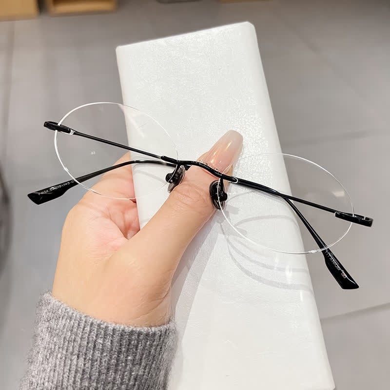 Spykay™ EG26848 Lightweight Rimless Oval Titanium Frame Anti-blue Light Glasses - Black - image 9