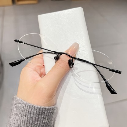 Spykay™ EG26848 Lightweight Rimless Oval Titanium Frame Anti-blue Light Glasses - Black - image 9