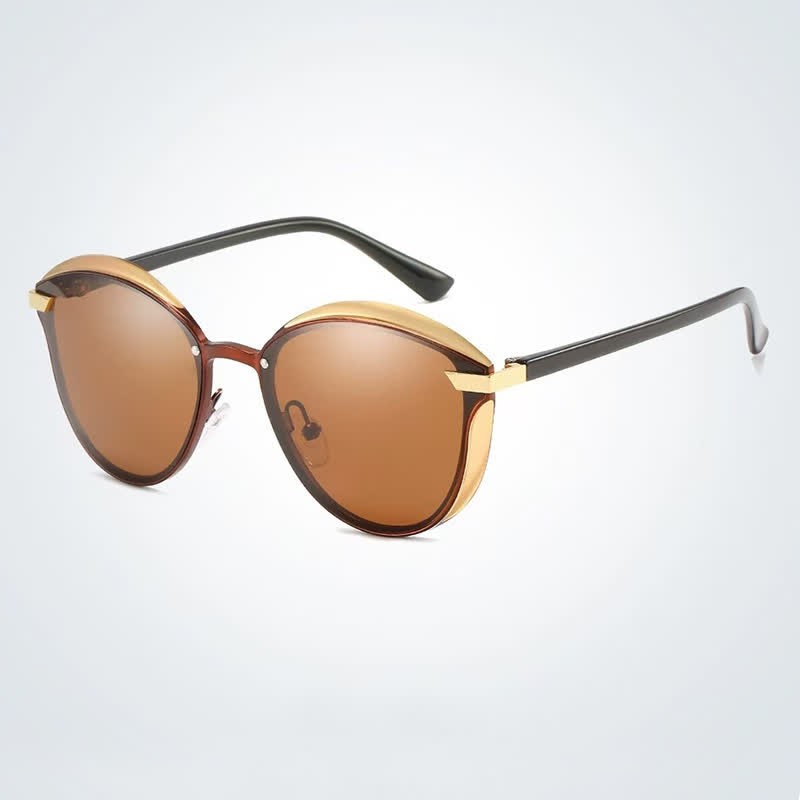 Spykay™ SG60950 Polarized Vintage Round Frame Mirror Lenses Trendy Sunglasses - Brown - image 14