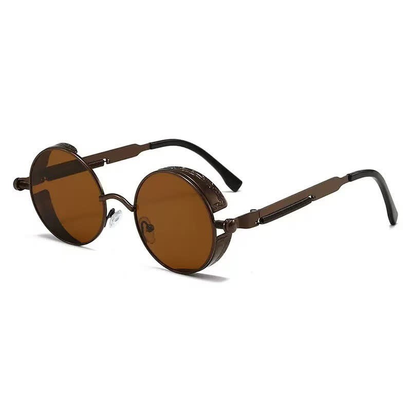 Spykay™ SG60945 Retro Punk Round Frame Spring Temples Sunglasses - Brown - image 22