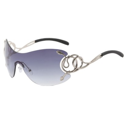 Spykay™ SG60904 Snake Design Temples One-piece Rimless Y2K Sunglasses