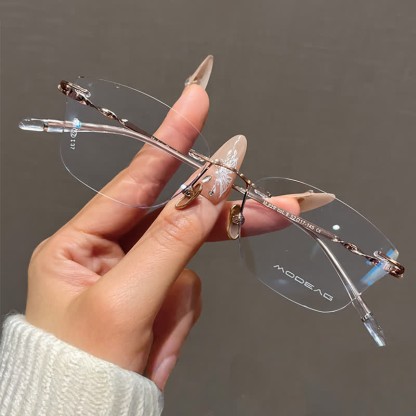 Spykay™ EG26889 Butterfly Titanium Frame Anti-blue Light Rimless Glasses - Rose Golden - image 4