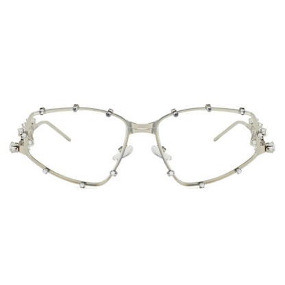 Spykay™ EG26751 Rhinestone Decor Geometric Frame Hipster Y2K Glasses - image 10