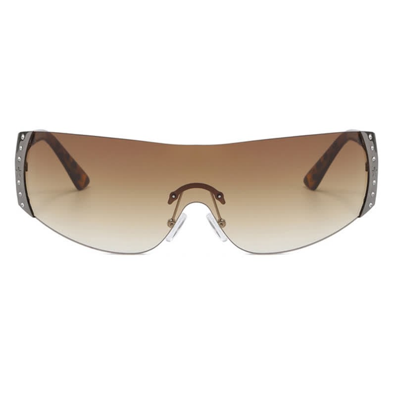 Spykay™ SG60852 Y2K Vintage Rhinestone Decor One-piece Rimless Hipster Sunglasses