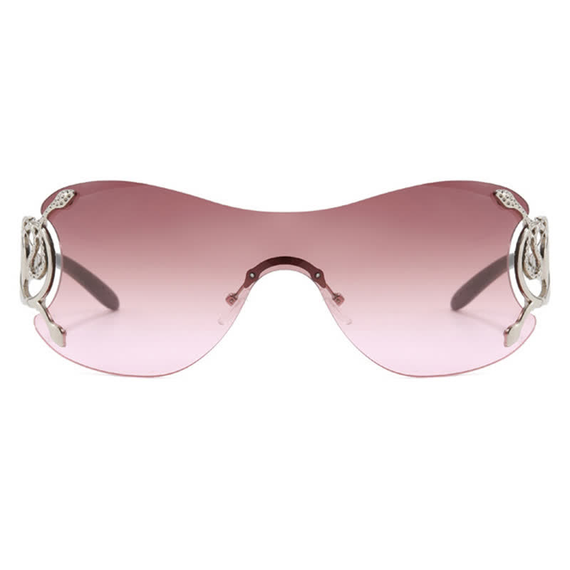 Spykay™ SG60904 Snake Design Temples One-piece Rimless Y2K Sunglasses
