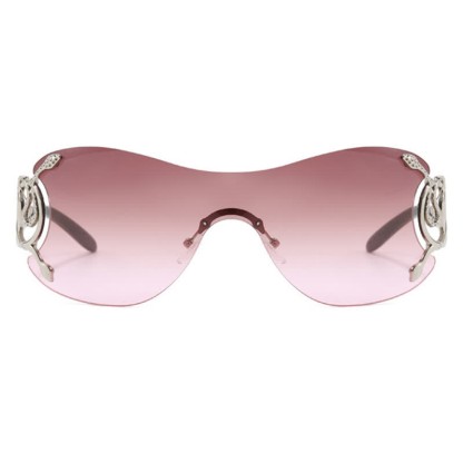 Spykay™ SG60904 Snake Design Temples One-piece Rimless Y2K Sunglasses