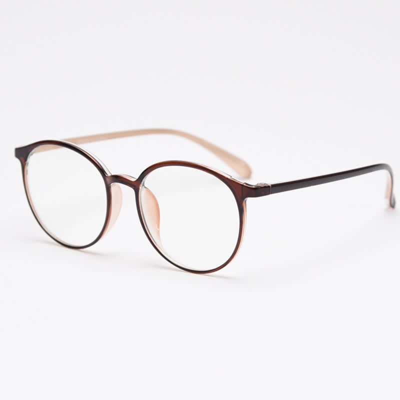 Spykay™ EG26865 Large Round Frame Anti-blue Light Simple Classic Lightweight Glasses  - Matte Brown/Beige - image 15