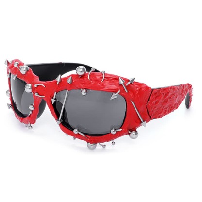 Spykay™ SG60924 CyberPunk Style Irregular Shaped Rivet Decor Sunglasses for Party - Red - image 16