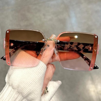 Spykay™ SG60835 Square Frame Oversized Rimless Sunglasses - Tortoise Shell - image 14