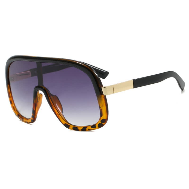 Spykay™ SG60952 Flat Top Double Bridges Oversized Trendy Aviator Sunglasses - Black/Leopard - image 21