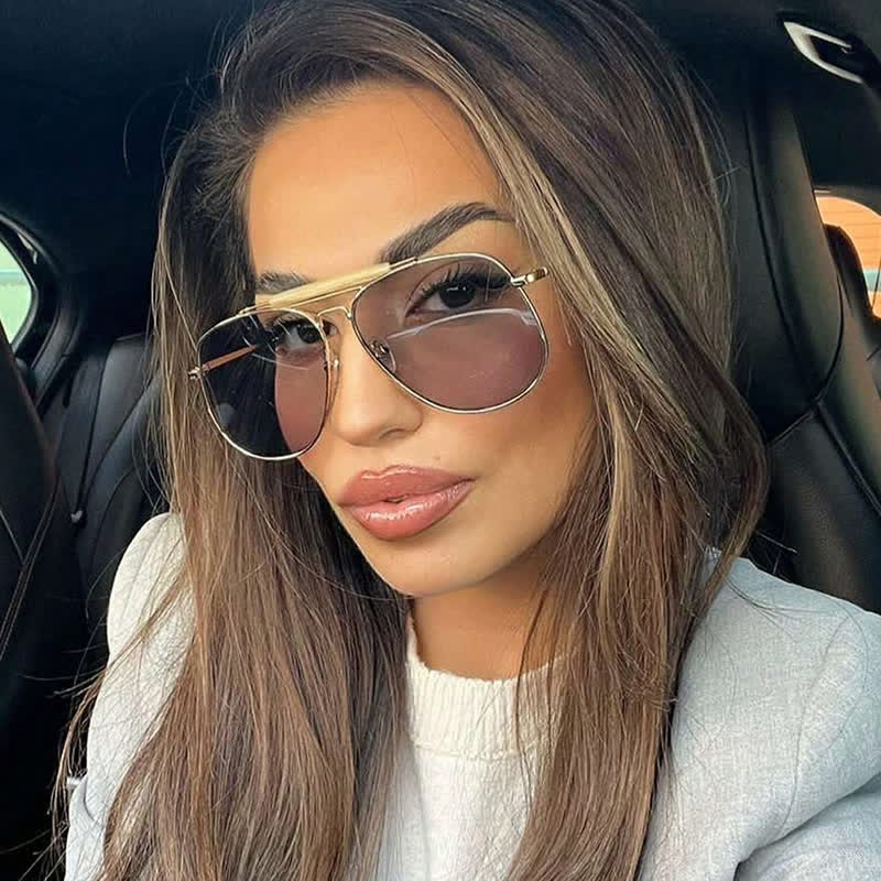 Spykay™ SG60828 Double Bridges Oversized Frame Hipster Aviator Sunglasses