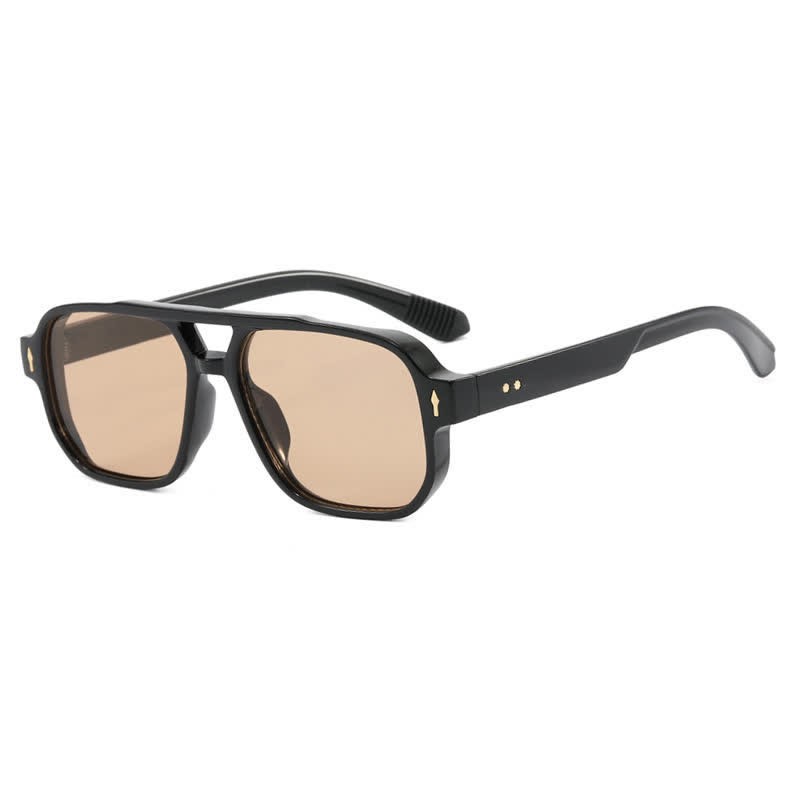 Spykay™ SG60754 Square Frame Double Bridges Vintage Sunglasses - Black/Brown - image 7