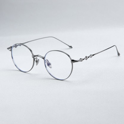 Spykay™ EG26853 Round Titanium Frame Anti-blue Light Classic Glasses - Grey - image 14