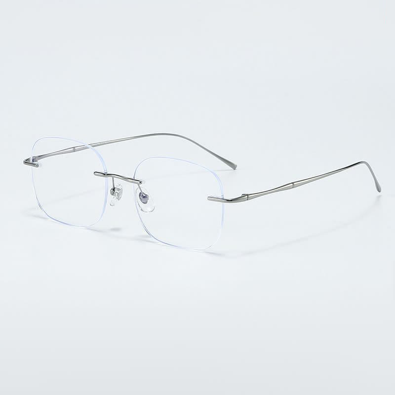 Spykay™ EG26850 Square Titanium Frame Anti-blue Light Hipster Rimless Glasses - Grey - image 11