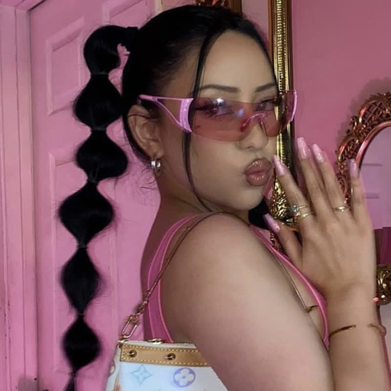 Spykay™ SG60852 Y2K Vintage Rhinestone Decor One-piece Rimless Hipster Sunglasses