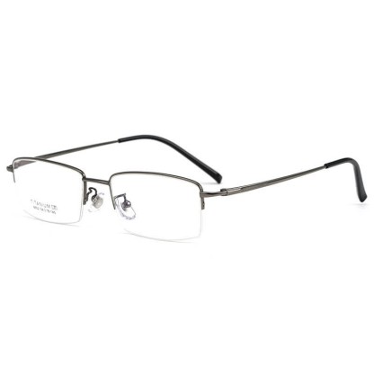Spykay™ EG26844 Semi-Rimless Rectangle Titanium Frame Anti-blue Light Simple Glasses - Dark Grey - image 4