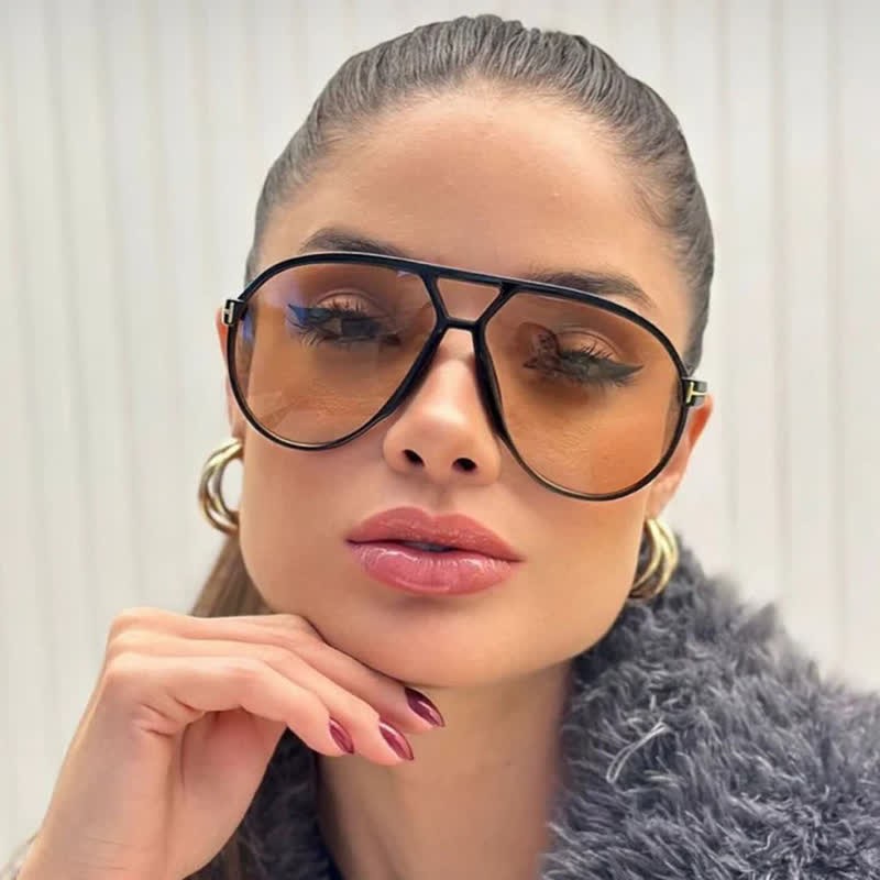 Spykay™ SG60858 Double Bridges 'T' Design Oversized Frame Hipster Aviator Sunglasses