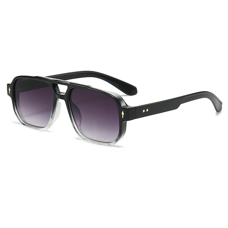 Spykay™ SG61003 Square Frame Double Bridges Vintage Arrow Sunglasses - Ombre Black - image 10
